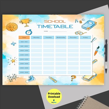 Preview of Weekly planner Printable,Weekly printable ,School timetable,Daily Schedule