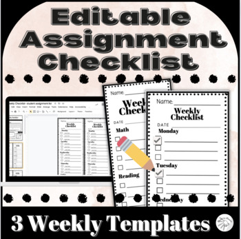 Preview of Weekly student assignment checklist | Reading and math centers checklist