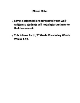 Preview of Weeks 13-25 7th Grade Vocabulary Words