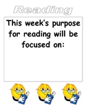 Week's Purpose for Reading chart