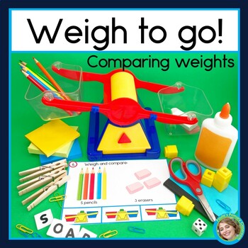 Preview of Comparing Weight with Balance Scales Measuring Weight Math Center & Worksheets