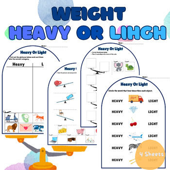 Preview of Weight-Heavy and Light (Cut and Paste) Activities worksheets for kindergarten