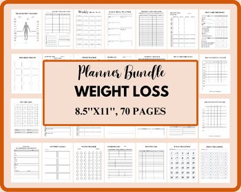 Preview of Weight Loss Planner, Weightloss Journal 8.5x11, Lost Tracker 70 Pages