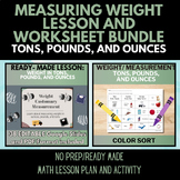 Weight Tons, Pounds, Ounces Lesson and Worksheet, Math Mea