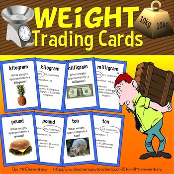 Preview of Weight Vocabulary Trading Card Activities