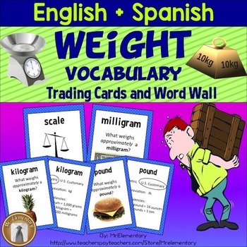 Preview of Weight Vocabulary Trading Cards and Word Wall