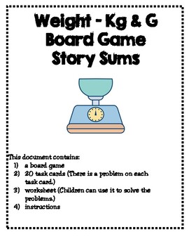 Preview of Weight - kg - g - Story Sums - Problems - Board Game + Task Cards