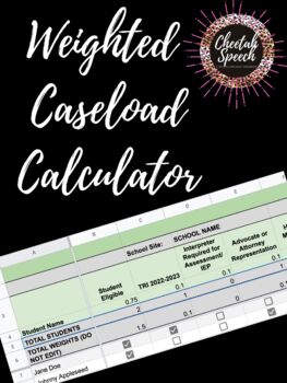 Preview of Weighted Caseload Calculator for SLPs/OTs/Service Providers