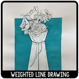 Weighted Line Drawing Art Lesson with presentations and vi