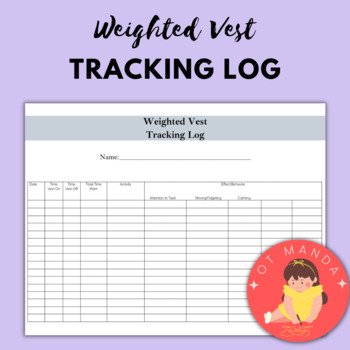 Preview of Weighted Vest Tracking and Behavior Log Chart for Pediatric Occupational Therapy