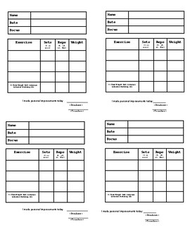 Preview of Weightlifting, Fitness, Conditioning Workout Chart