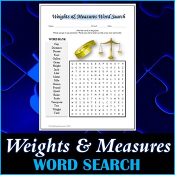 Preview of Weights & Measures Word Search Puzzle