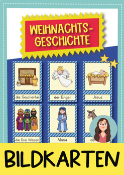 Preview of Weihnachtsgeschichte / Christmas Story Flash Cards for the German class