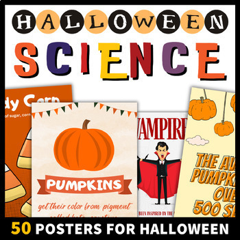 Preview of Weird Halloween Science Fact Posters Fall Classroom Decor Bulletin Board