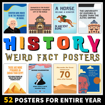 Preview of Weird History Fact Posters Social Studies Classroom Decor Bulletin Board
