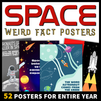 Preview of Weird Space Fact Posters | Solar System Science Classroom Decor Bulletin Board