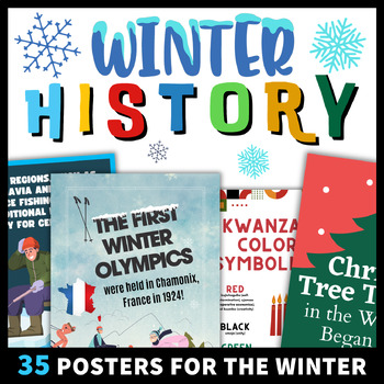 Preview of Weird Winter History Fact Posters Holiday Season Classroom Decor Bulletin Board