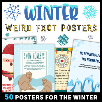 Preview of Weird Winter Holiday Fun Fact Posters Festive Classroom Decor Bulletin Board