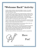 "Welcome Back" Activity
