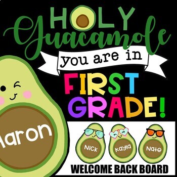 Preview of Holy Guacamole You Are In First Grade | Welcome Back Board