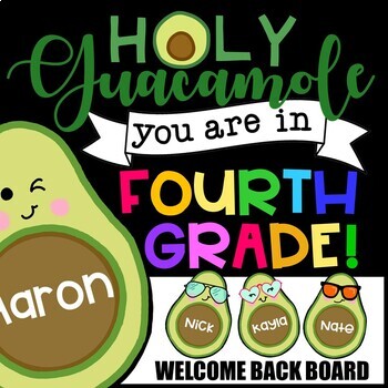 Preview of Welcome Back Board | Holy Guacamole You Are In Fourth Grade