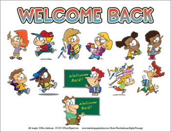 Welcome Back To School Cartoon Clipart Sampler For All Grades Tpt