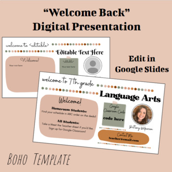 Preview of Welcome Back Digital Presentation Template | Boho | Open House | Google Slides