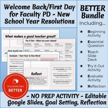Preview of Welcome Back/First Day Faculty Meeting PD - New School Year Resolutions
