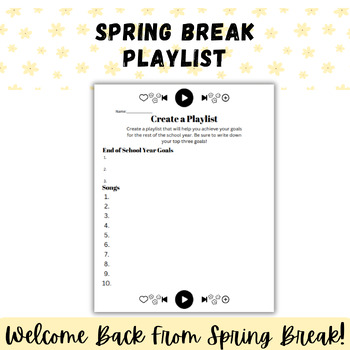 Preview of Welcome Back From Spring Break - Create a Playlist Activity