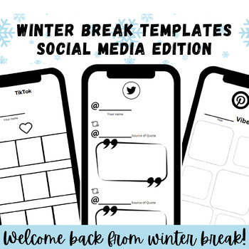Preview of Welcome Back From Winter Break - 9 Social Media Themed Template Activities