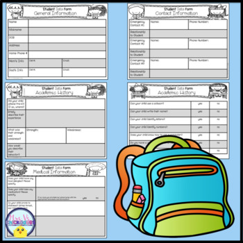 First Week of School Work & Student Data Forms for Pre-K, Kindergarten ...