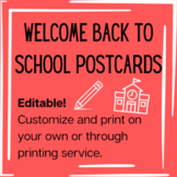 Welcome Back To School Postcard - Editable! 
