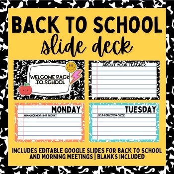 Preview of Welcome Back To School with Prompts - EDITABLE in Google Slides
