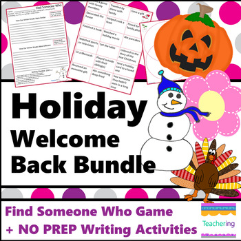 Preview of After Spring Break Activities NO PREP Writing (+YEAR BUNDLE for 7 holidays)