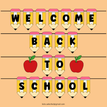 Preview of Welcome Back to School Banner Bunting Bulletin Board Pencil Classroom Decor