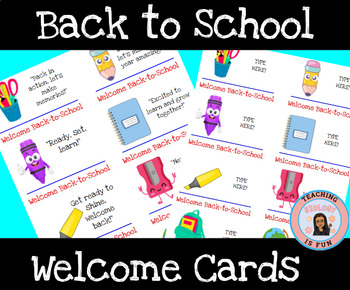 Preview of Welcome Back to School Cards