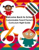 Welcome Back to School Customizable Parent Packet & Curriculum Night Guide