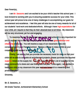 Preview of Welcome Back to School Letter