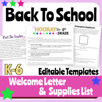 Preview of Welcome Back to School Letter & Supplies List
