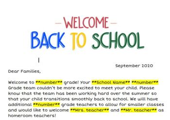 Preview of Welcome Back to School Letter | Template | Google | Elementary | Free!