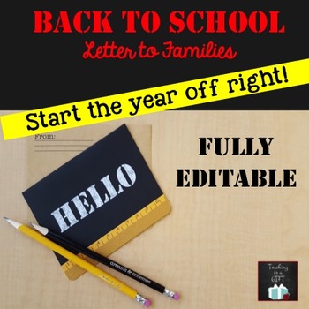 Preview of Back to School Letter: EDITABLE