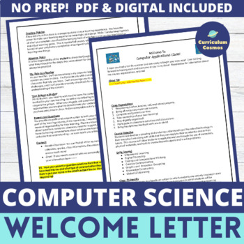 Preview of Welcome Back to School Letters Editable for Middle School Computer Science