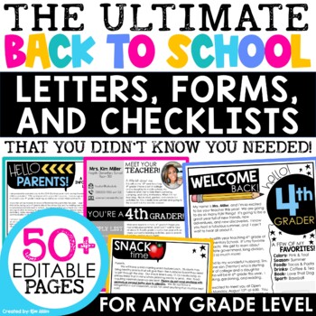 Preview of Welcome Back to School Letters and Forms Meet the Teacher Template EDITABLE