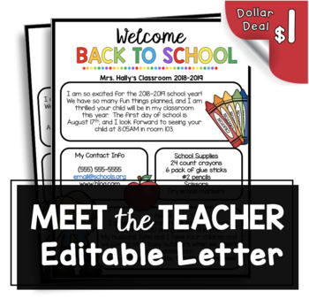 Preview of Welcome Back to School Newsletter - Editable - Open House - Meet the Teacher