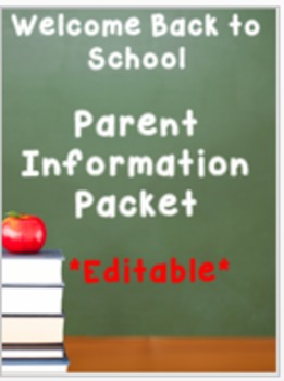 Preview of Welcome Back to School Parent Information Packet and Forms (Editable!)