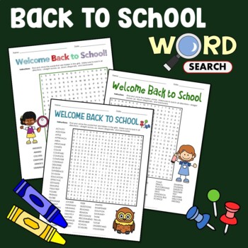 Preview of Welcome Back to School Word Search, 1st Day of School Activity 2nd to 5th Grade