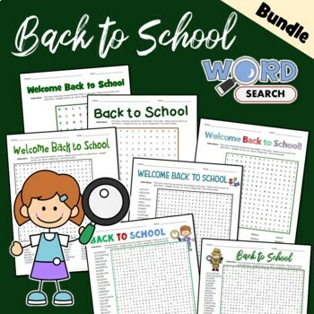 Preview of Beginning of the Year Word Search Back to School Activity Bundle Grade Puzzles