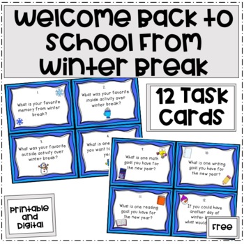 Preview of Welcome Back to School from Winter Break Task Cards