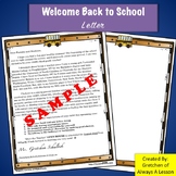 Welcome Back to School Letter