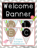 Welcome Banner-Aqua, Gray and Red